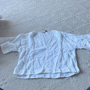 Zara Basic White Linen Top